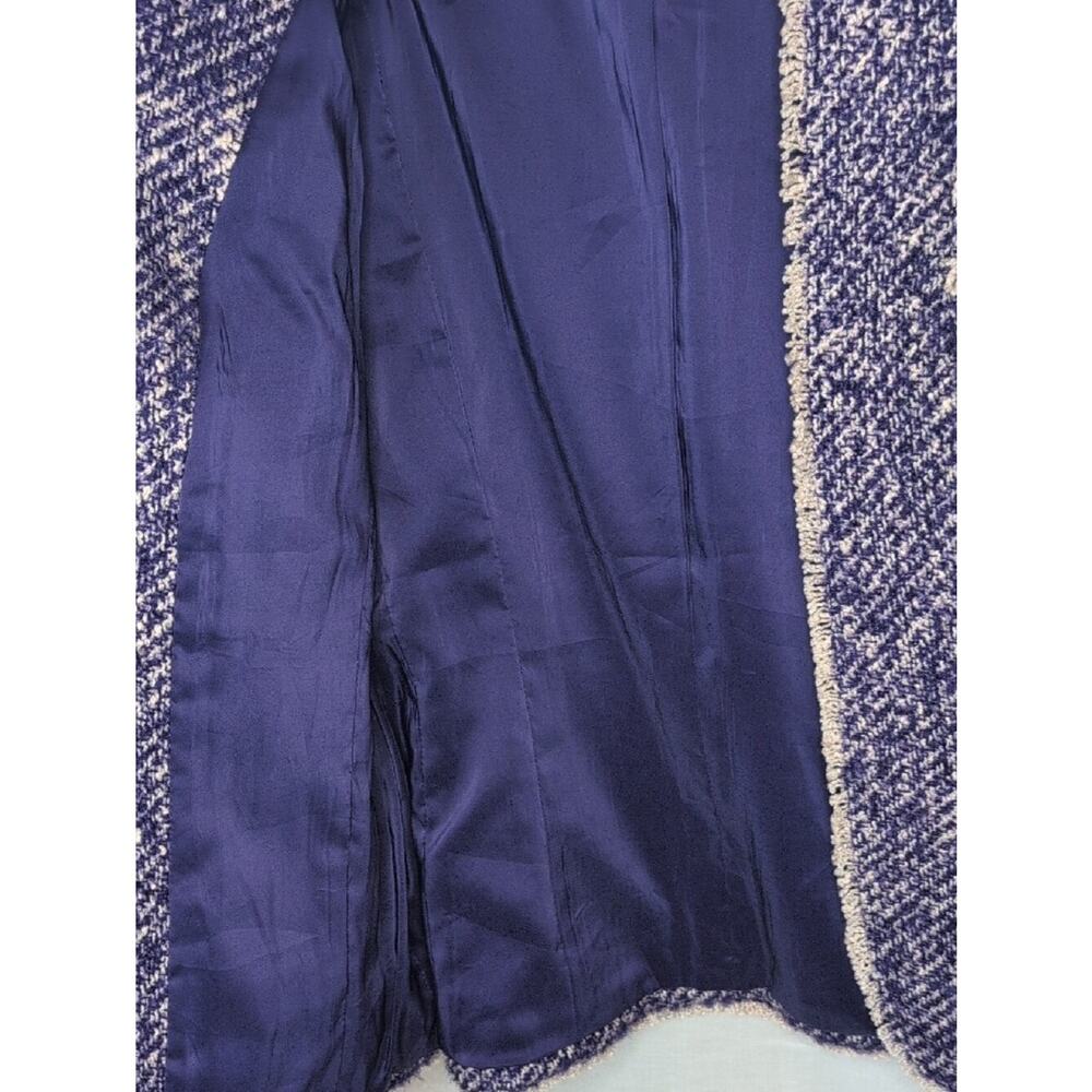 Purple and Cream Tweed Collarless Jacket - Picture 5 of 8